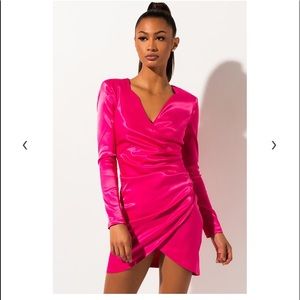 Akira pink forever young wrap dress